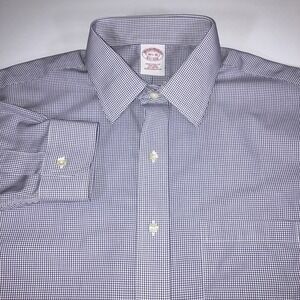 Brooks Brothers Mens Dress Shirt 16.5-36 Purple Micro-Check Traditional Fit